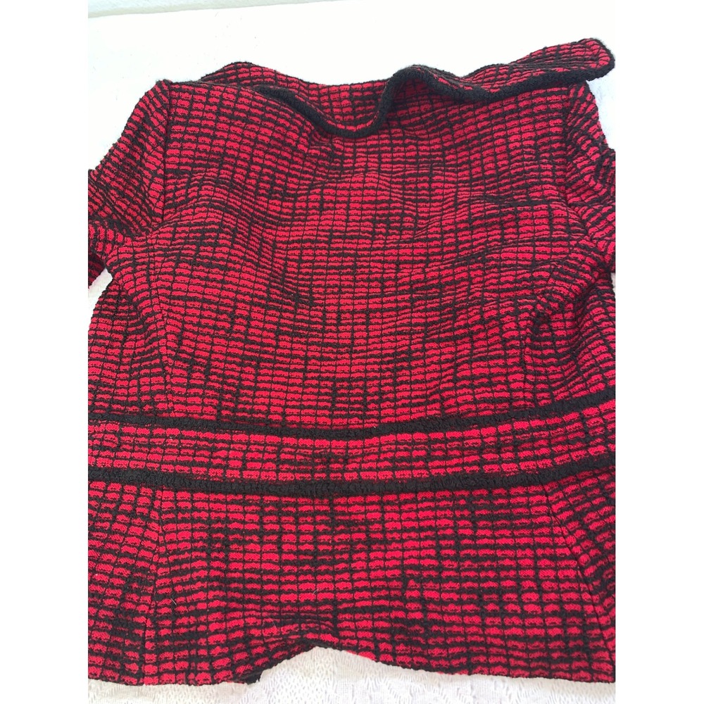 St. John Black Label Red Black Textured Knit Blazer Jacket Size 2 Made in USA - Picture 8 of 9